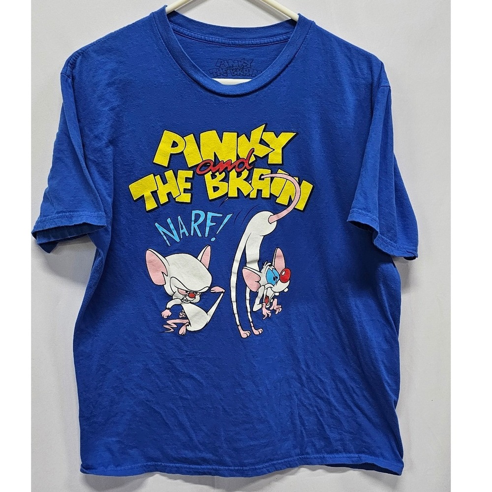 Pinky and the Brain Narf Blue Graphic T-Shirt Ripple Junction Mens Large L